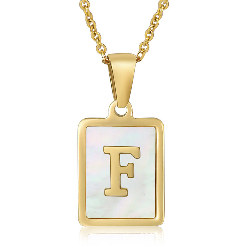 Wholesale Titanium Steel Shell Alphabet 18K Gold Necklace